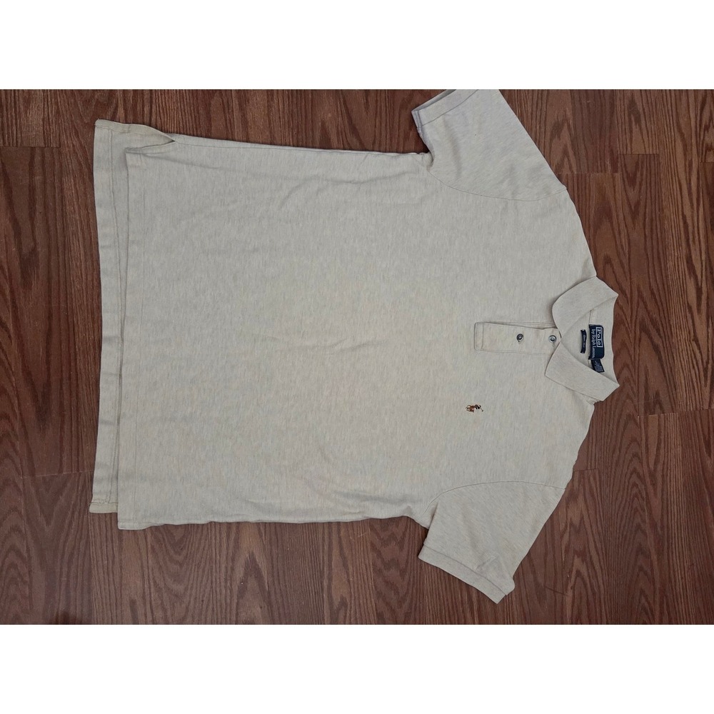 Polo Ralph Lauren Estate Mesh Polo Shirt Mens Large Tan Beige Short Sleeve Pony